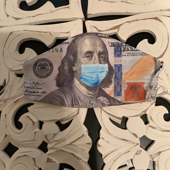 Handmade Dollar Bill Money Note Stretchy Face Mask NWOT - Picture 1 of 4